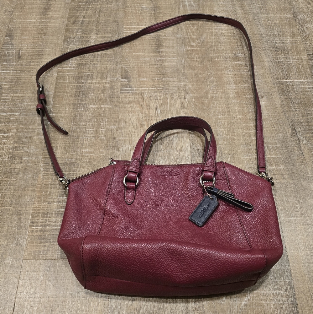 Coach F30281 Burgundy Leather Handbag - Picture 4 of 12